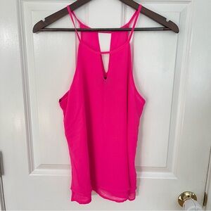 Mine Hot Pink Cutout Sleeveless Tank Top Blouse